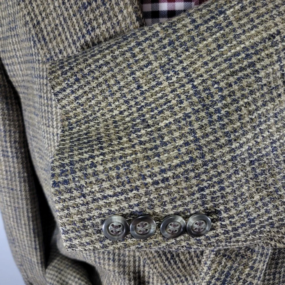 VTG‎ Hart Schaffner Marx Men's Sport Coat Blazer Two Button Houndstooth Silk 42R